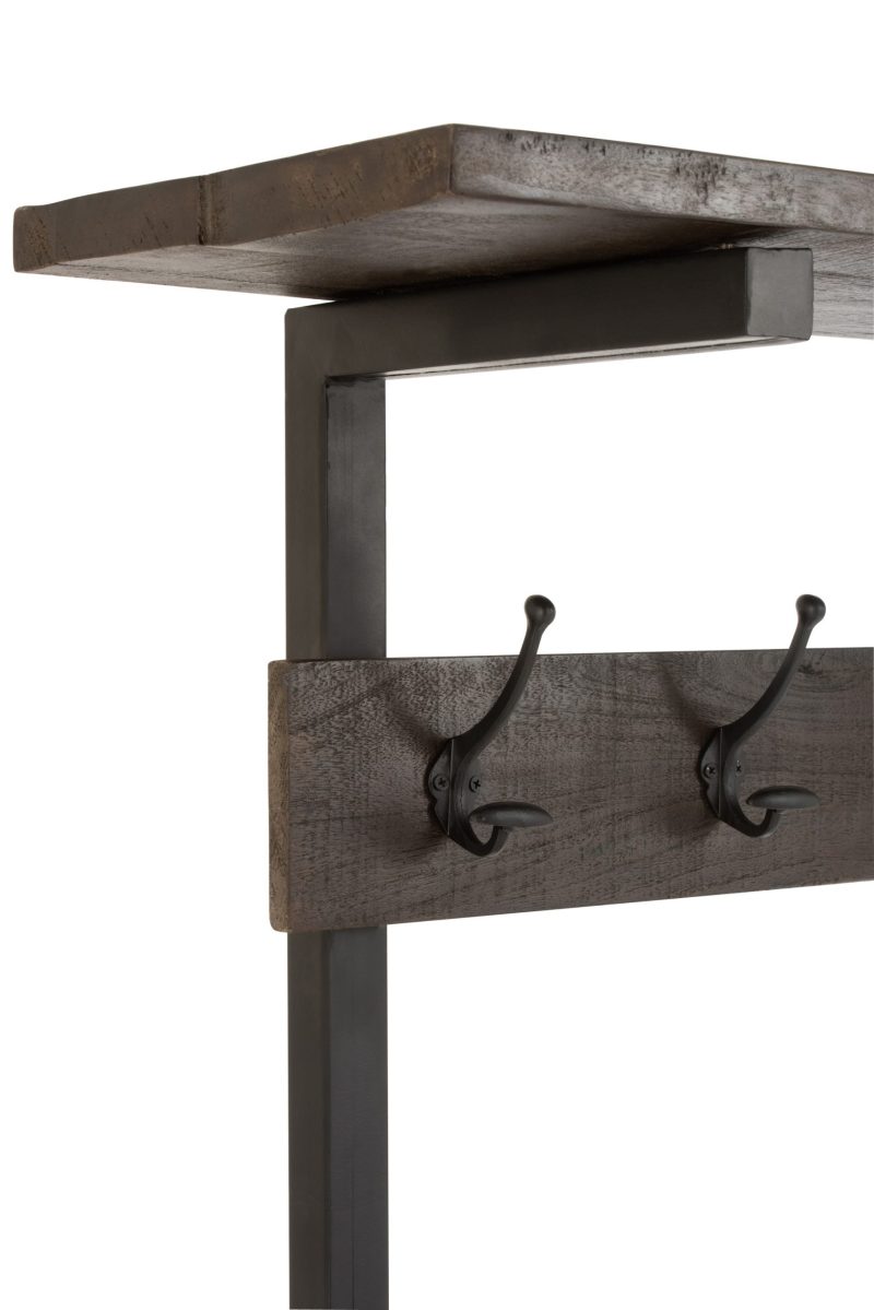 Banc+porte manteau bois de manguier fer brun fonce noir - Image 7