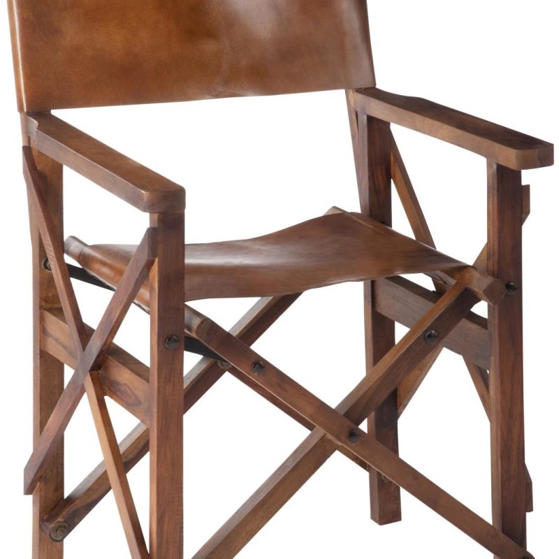Chaise de regisseur pliable bois/cuir cognac