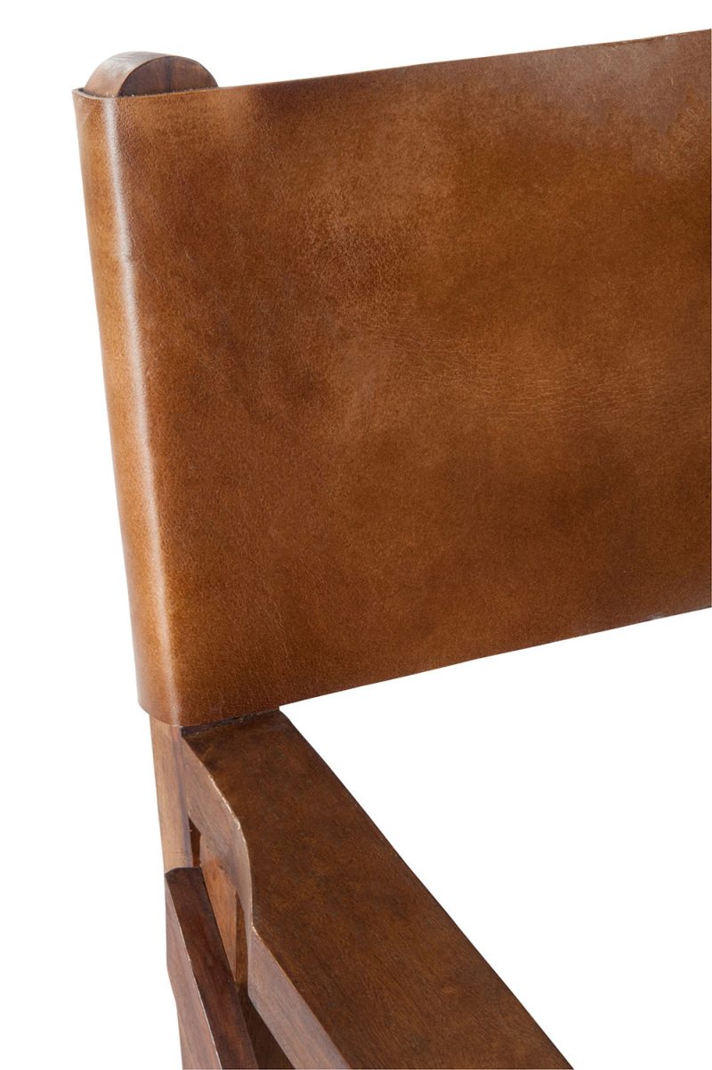 Chaise de regisseur pliable bois/cuir cognac - Image 6