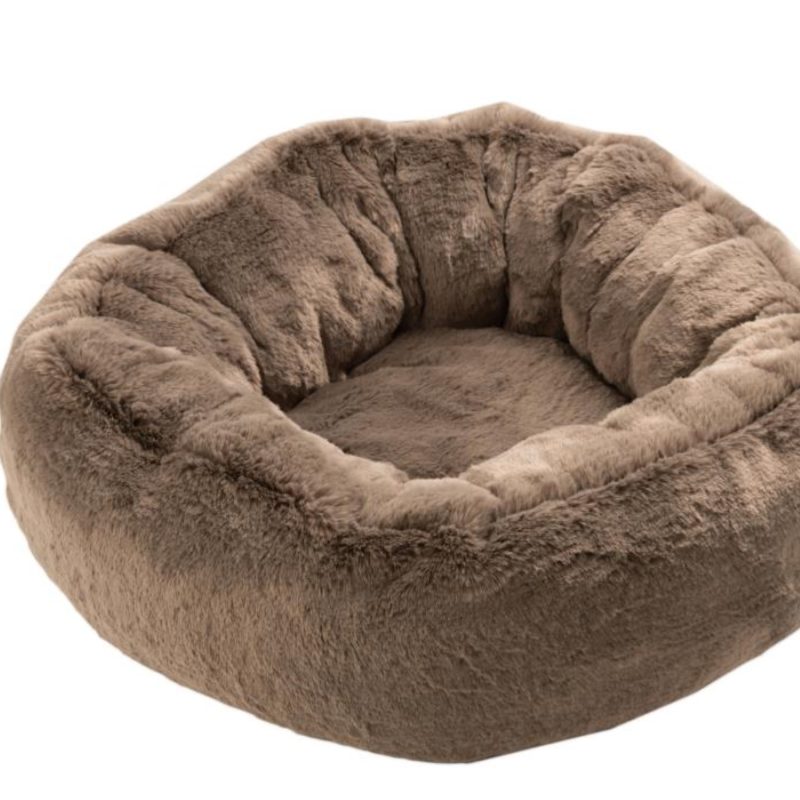 Panier chat rond polyester taupe