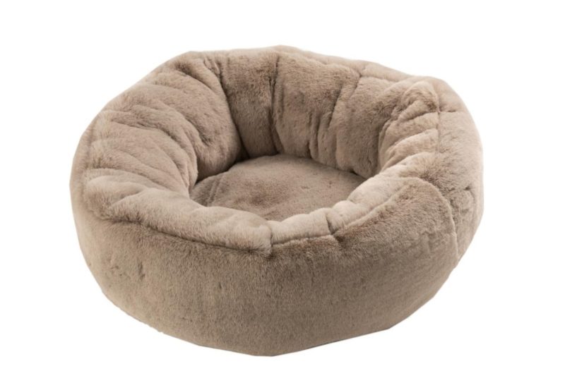 Panier chat rond polyester gris clair