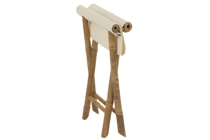 Chaise pliable bambou+textile naturel/blanc - Image 4