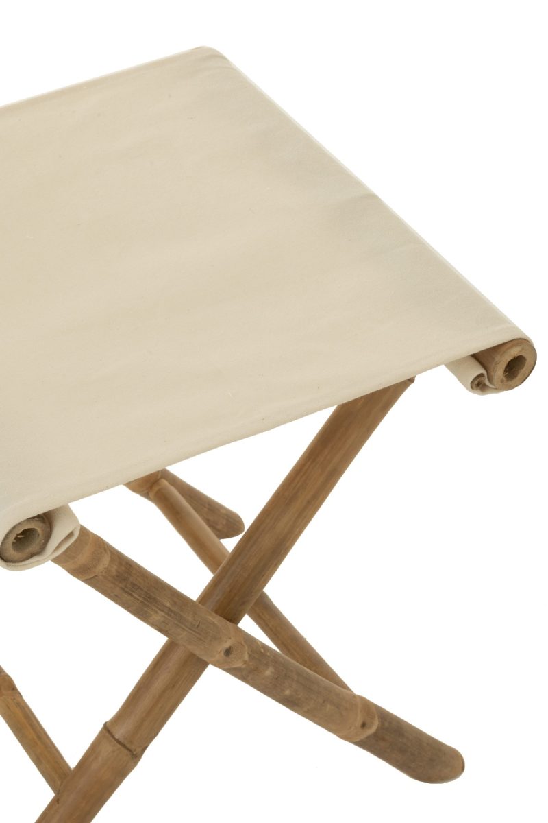 Chaise pliable bambou+textile naturel/blanc - Image 6