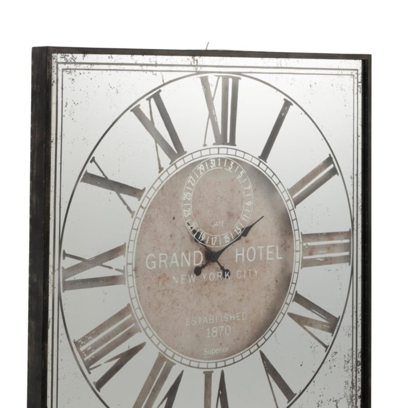 Horloge carree hotel miroir gris