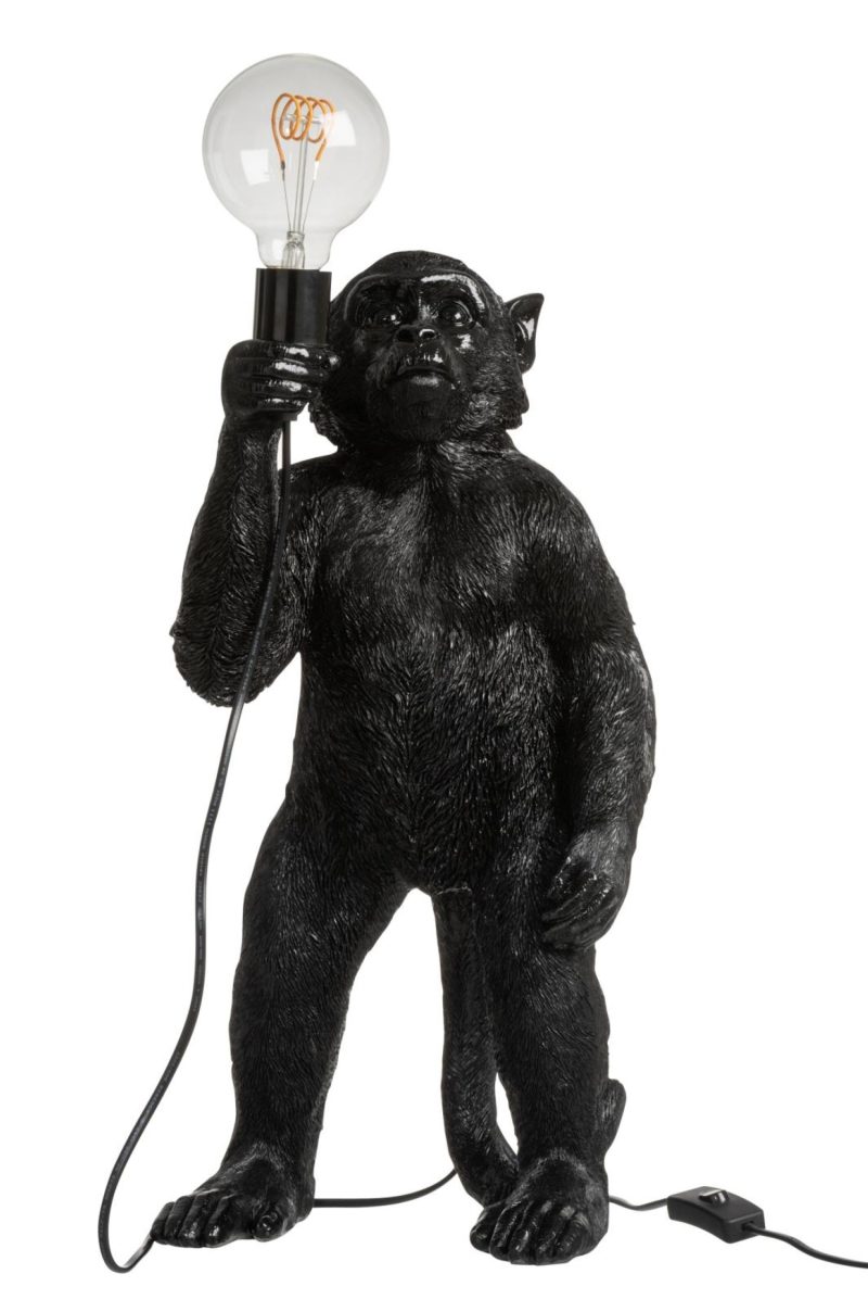 Lampe singe debout resine noir