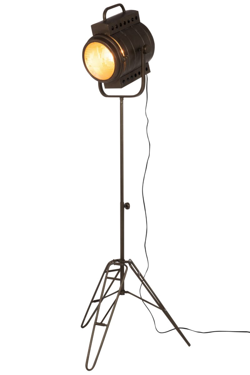 Lampe sur pied film metal/verre noir