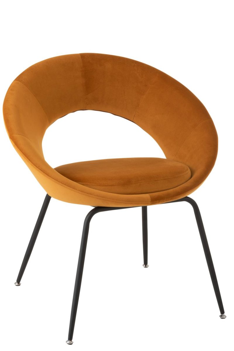Chaise ronde metal/textile ocre