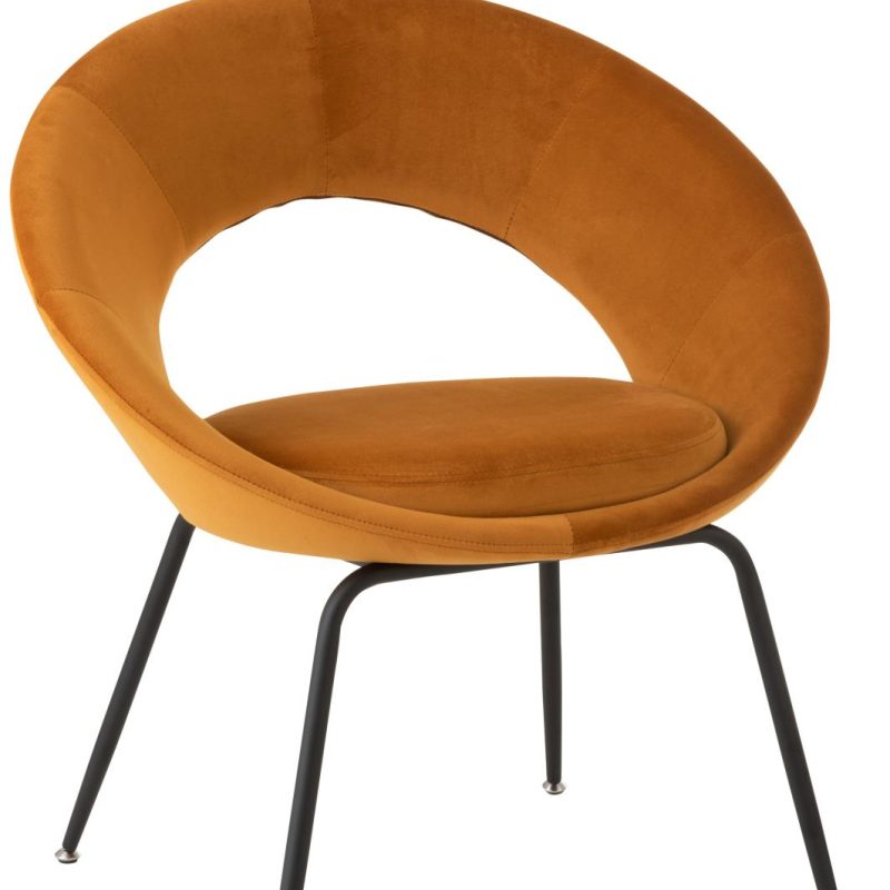 Chaise ronde metal/textile ocre
