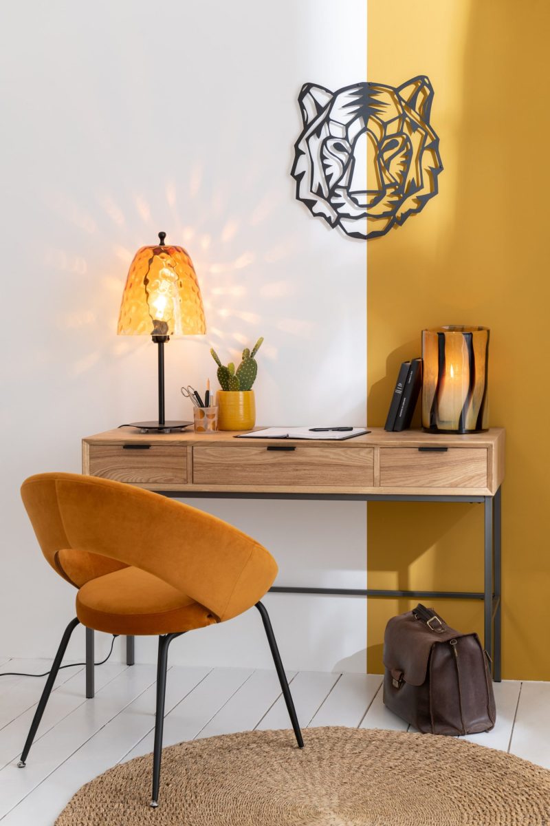 Chaise ronde metal/textile ocre - Image 10