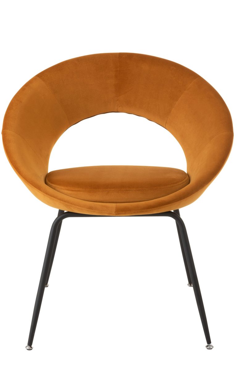 Chaise ronde metal/textile ocre - Image 2