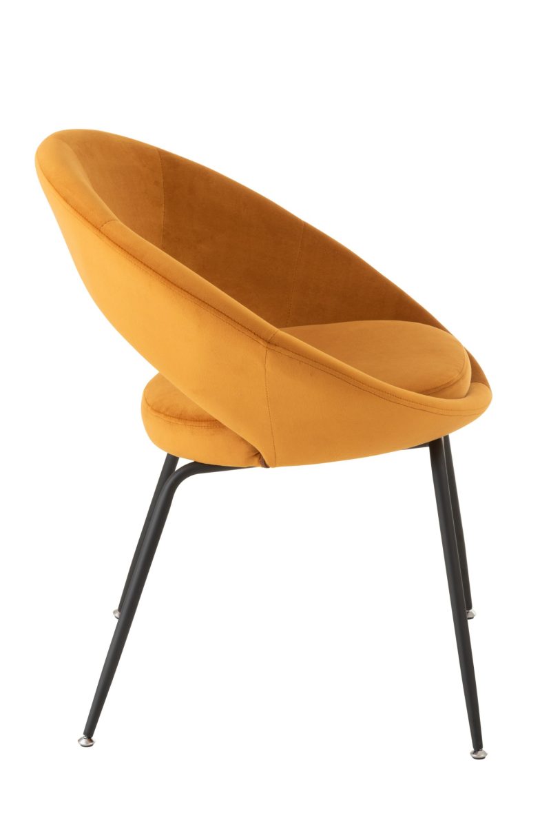 Chaise ronde metal/textile ocre - Image 3