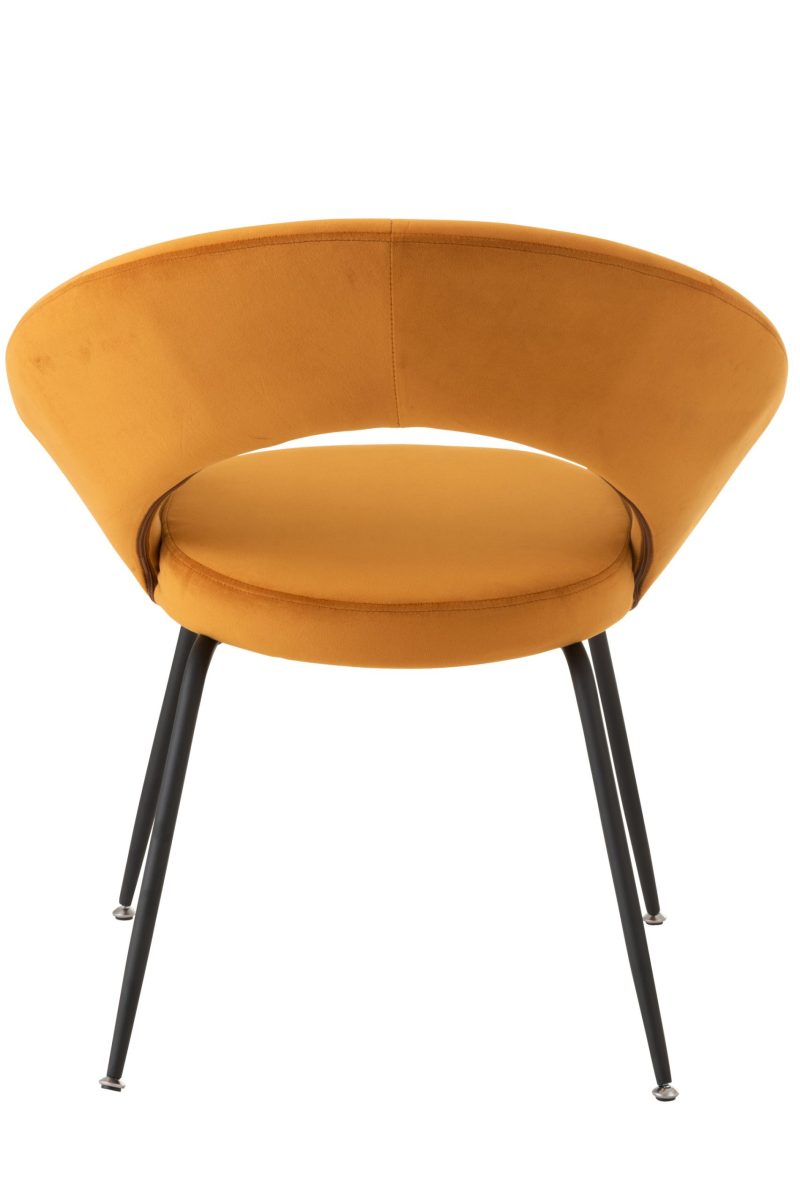 Chaise ronde metal/textile ocre - Image 4