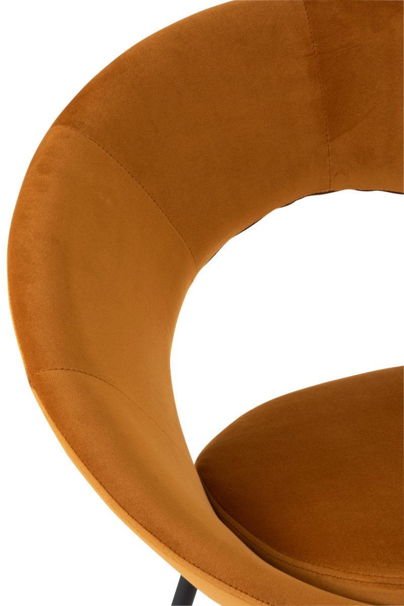 Chaise ronde metal/textile ocre - Image 7