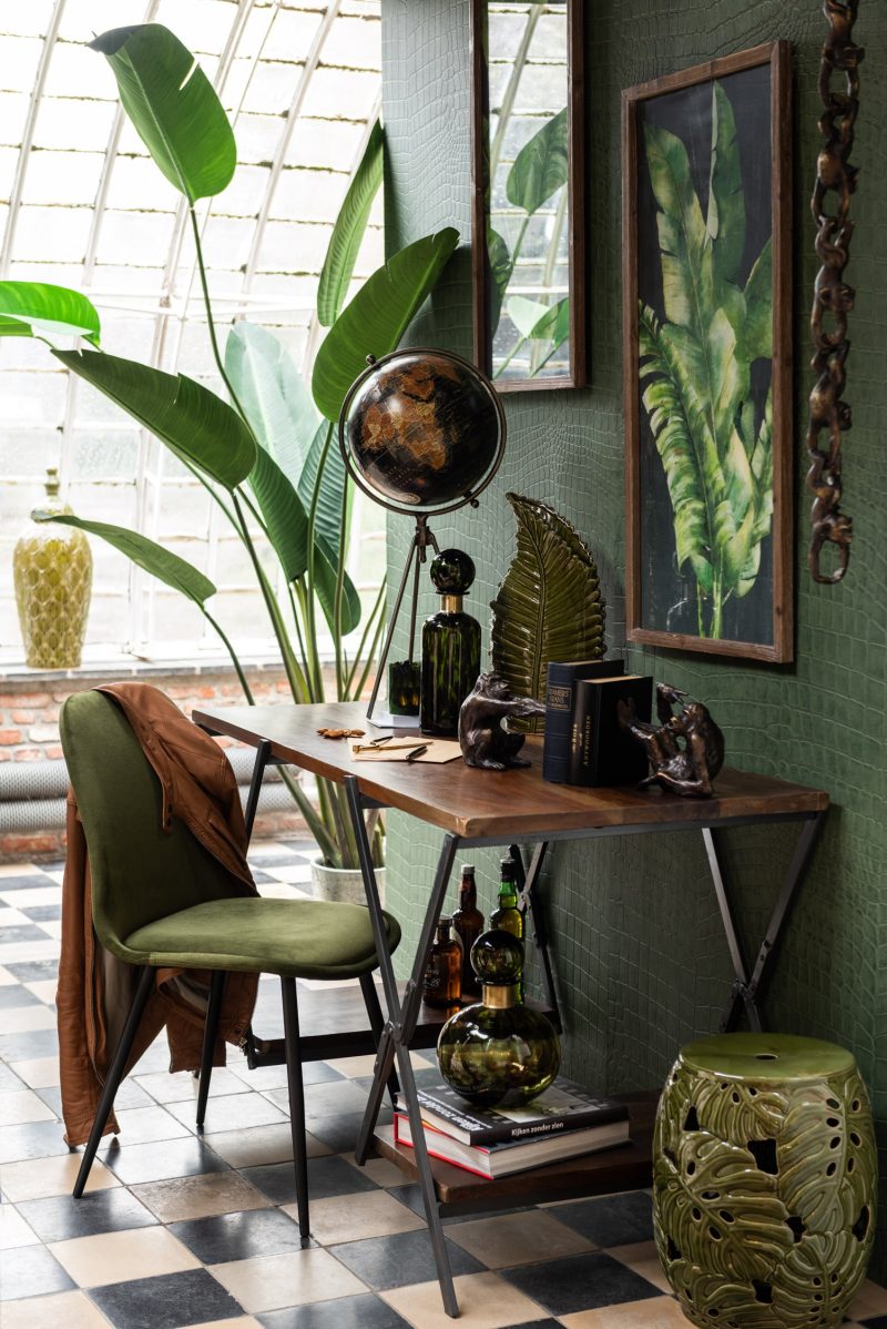 Chaise claire metal/textile vert - Image 8