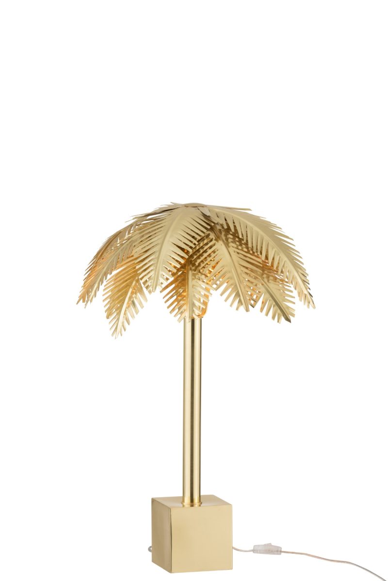 Lampe feuilles de coco acier or