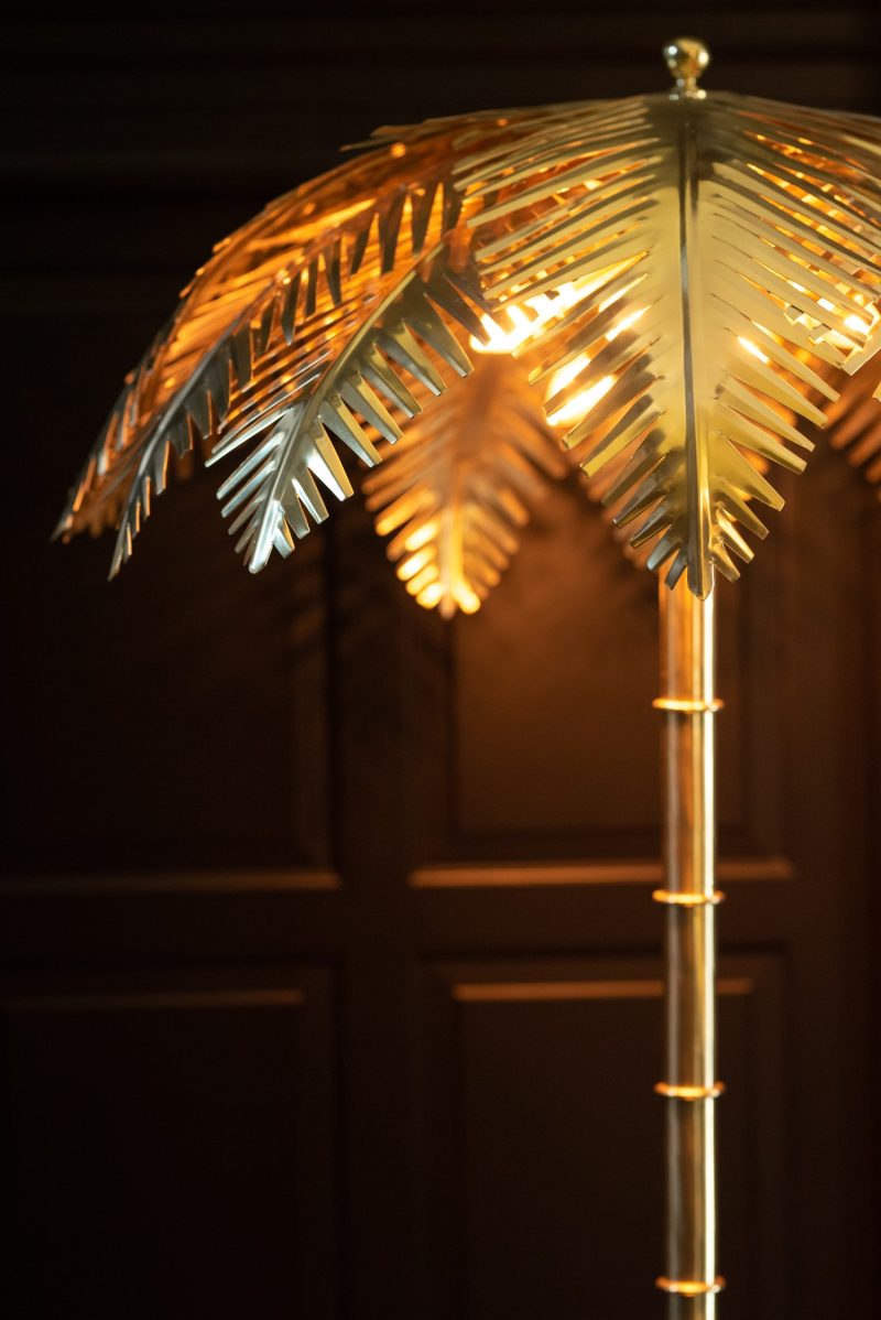 Lampe feuilles de coco acier or - Image 2