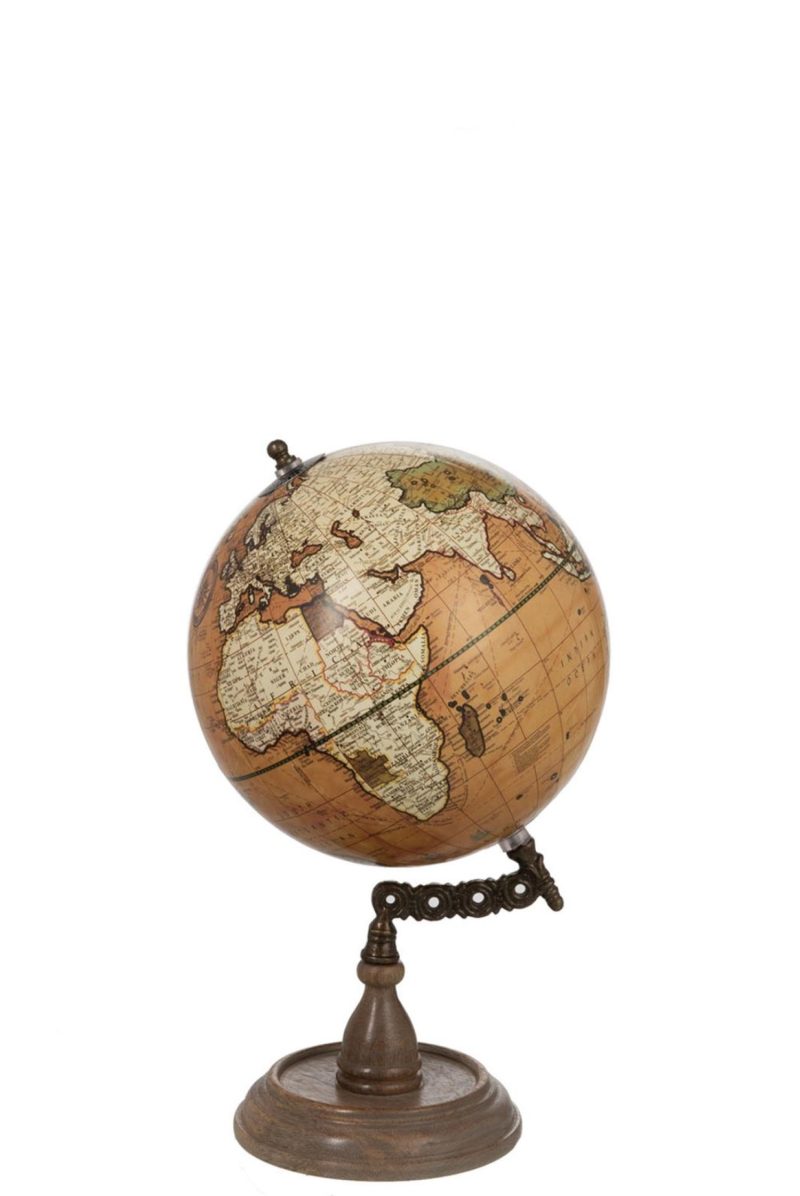Globe sur pied bois rouille/naturel medium