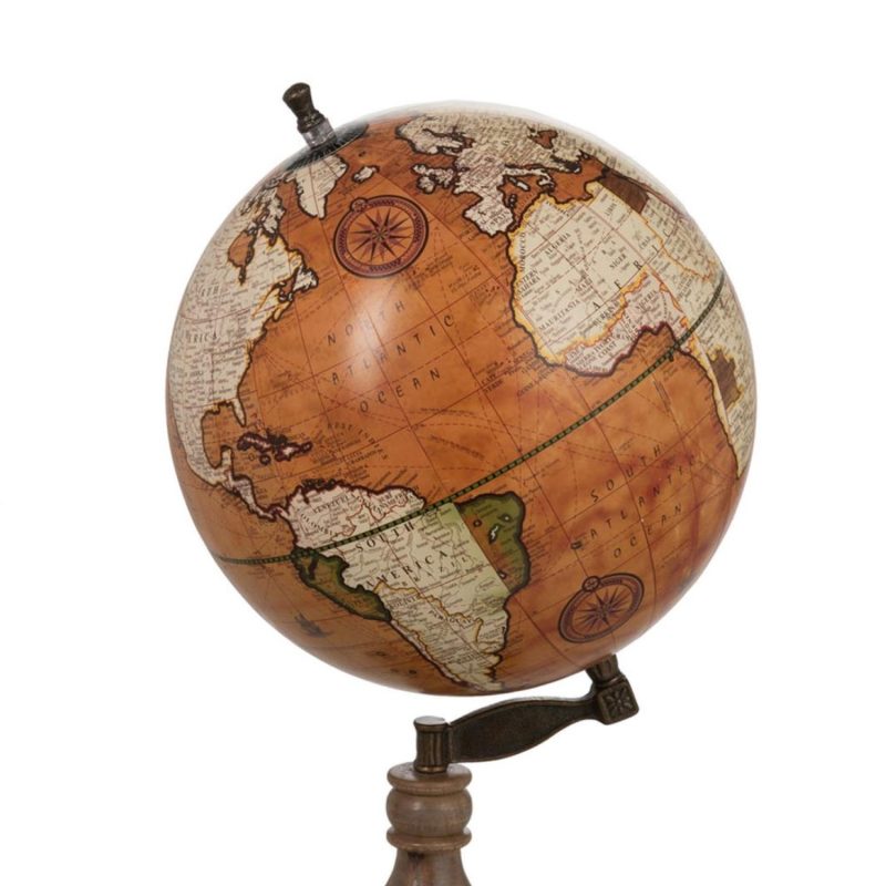 Globe sur pied bois rouille/naturel large
