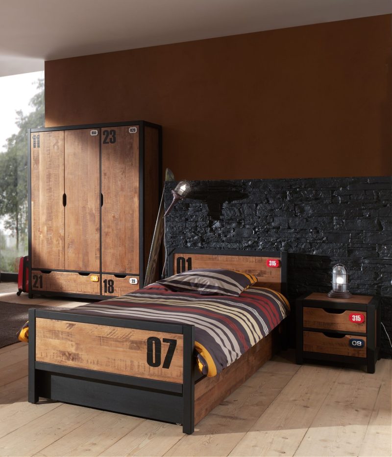 Alex lot avec chevet, lit 90x200cm , lit gigogne et armoire 3 portes - Image 2