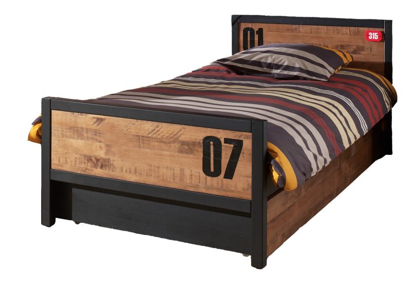 Alex lot avec lit 90x200cm, sommier cadre 13l et lit gigogne