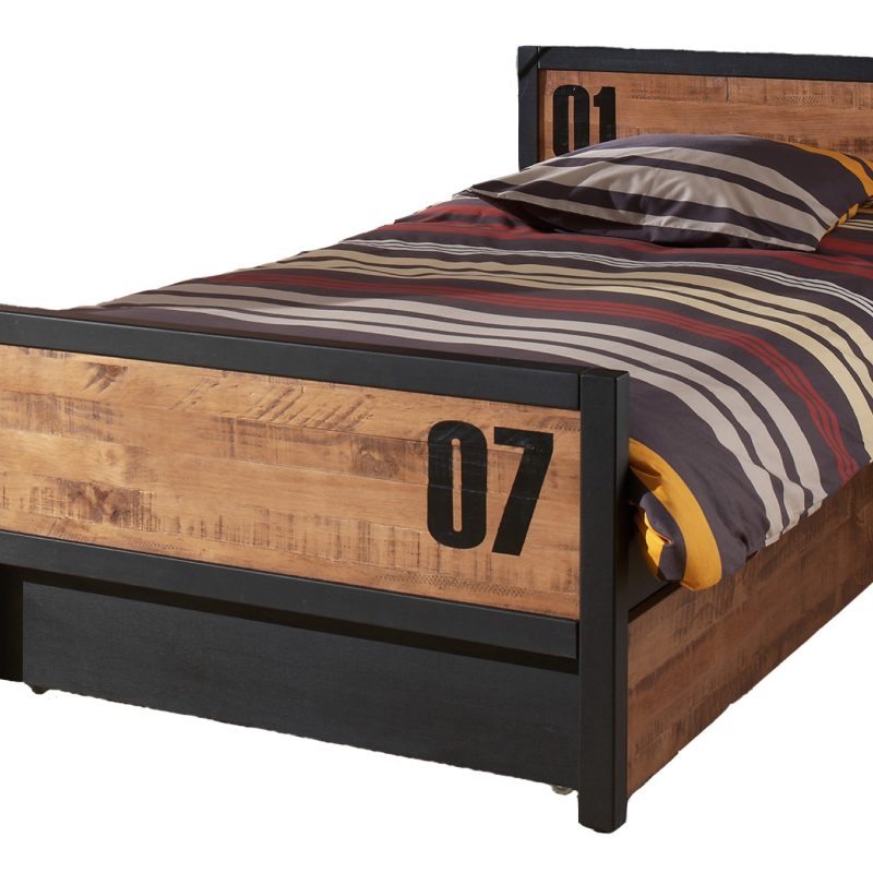 Alex lot avec lit 90x200cm, sommier cadre 13l et lit gigogne