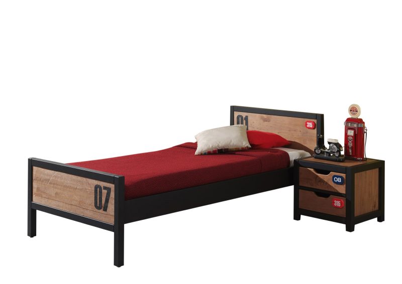 Alex lot avec lit 90x200cm, sommier cadre 13l et chevet