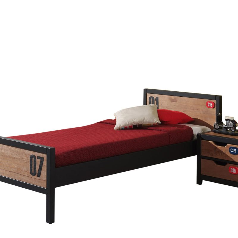 Alex lot avec lit 90x200cm, sommier cadre 13l et chevet