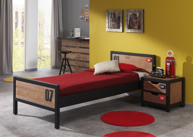 Alex lot avec lit 90x200cm, sommier cadre 13l et chevet - Image 2