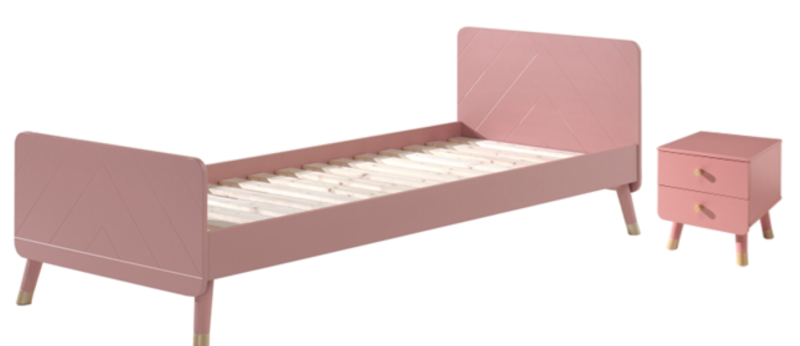 Billy lot avec lit (90x200cm) terra pink et du chevet terra pink assorti.