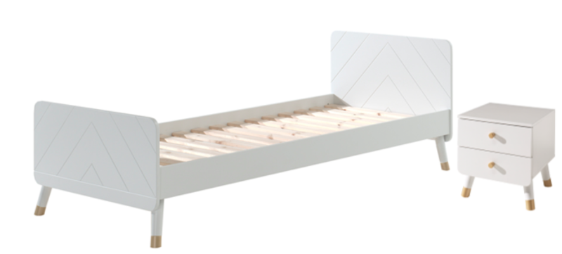 Billy lot avec lit (90x200cm) blanc et du chevet blanc assortie