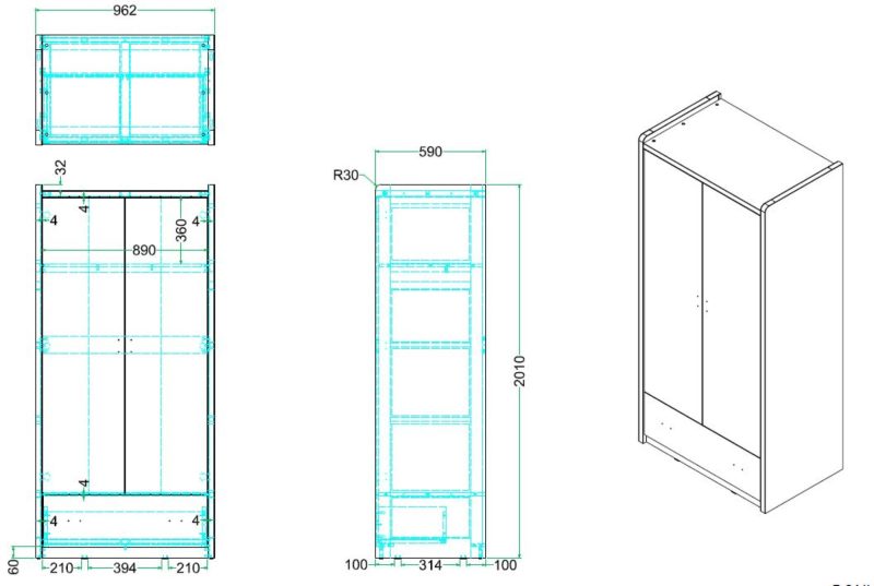 Bonny armoire 2 portes orange - Image 2