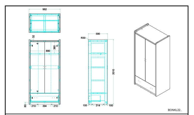 Bonny armoire à 2 portes fuchsia - Image 2
