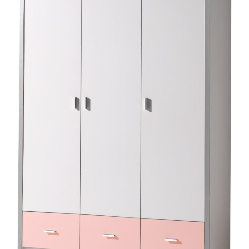 Bonny armoire 3 portes rose clair