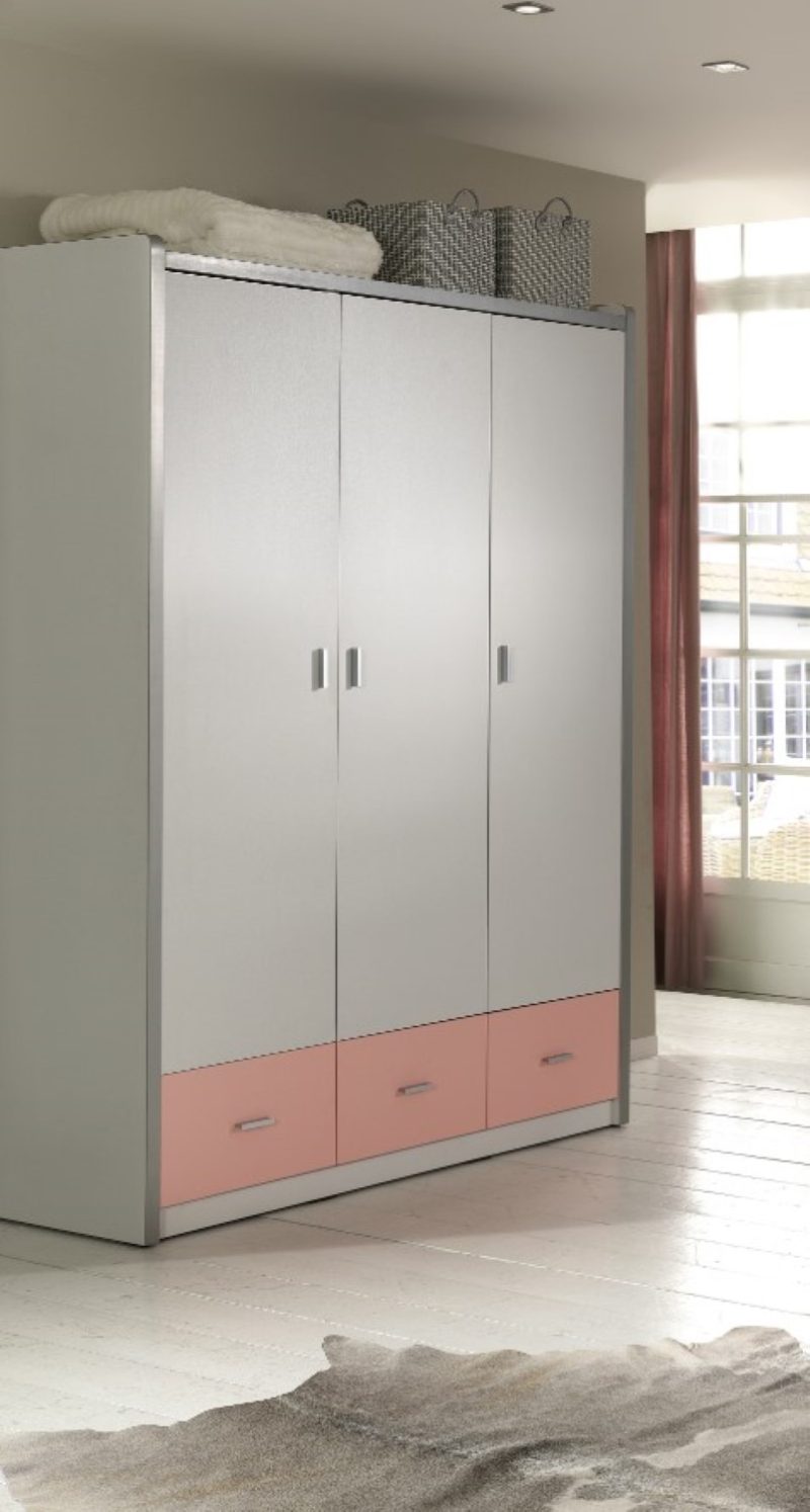 Bonny armoire 3 portes rose clair - Image 2