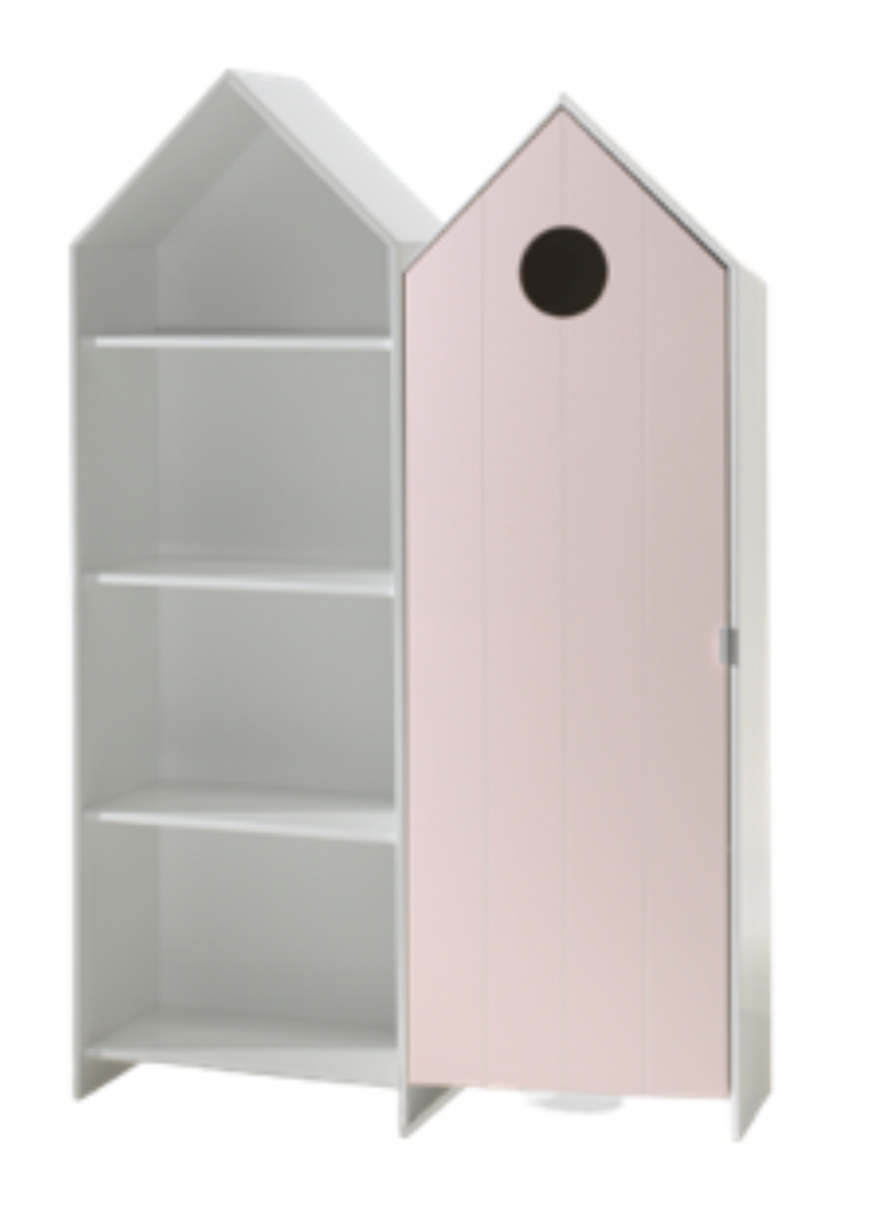 Casami lot avec 2 armoires: 1 armoire avec une porte en rose et 1 armoire sans porte