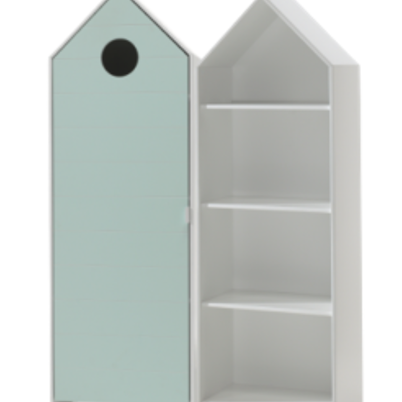 casami avec 2 armoires: 1 armoire avec une porte en menthe et 1 armoire sans porte
