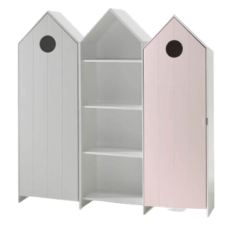 Casami lot avec 3 armoires: 2 armoires avec des portes en blanc et rose et 1 armoire sans porte