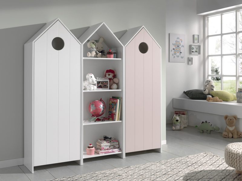 Casami lot avec 3 armoires: 2 armoires avec des portes en blanc et rose et 1 armoire sans porte - Image 2