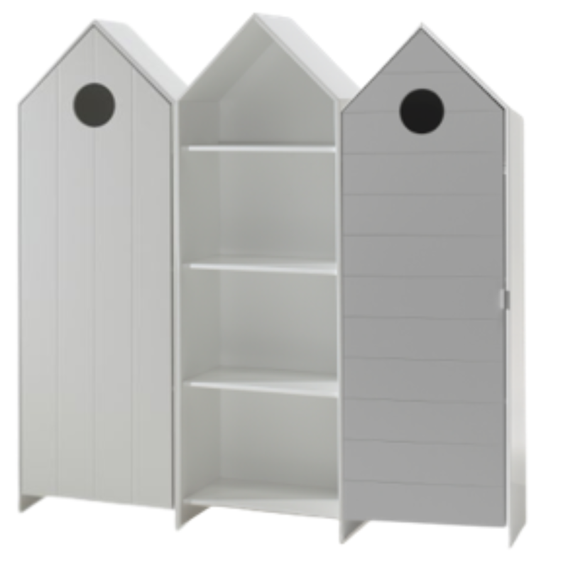 Casami lot avec 3 armoires: 2 armoires avec des portes en blanc et gris et 1 armoire sans porte