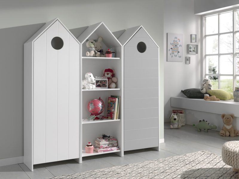 Casami lot avec 3 armoires: 2 armoires avec des portes en blanc et gris et 1 armoire sans porte - Image 2