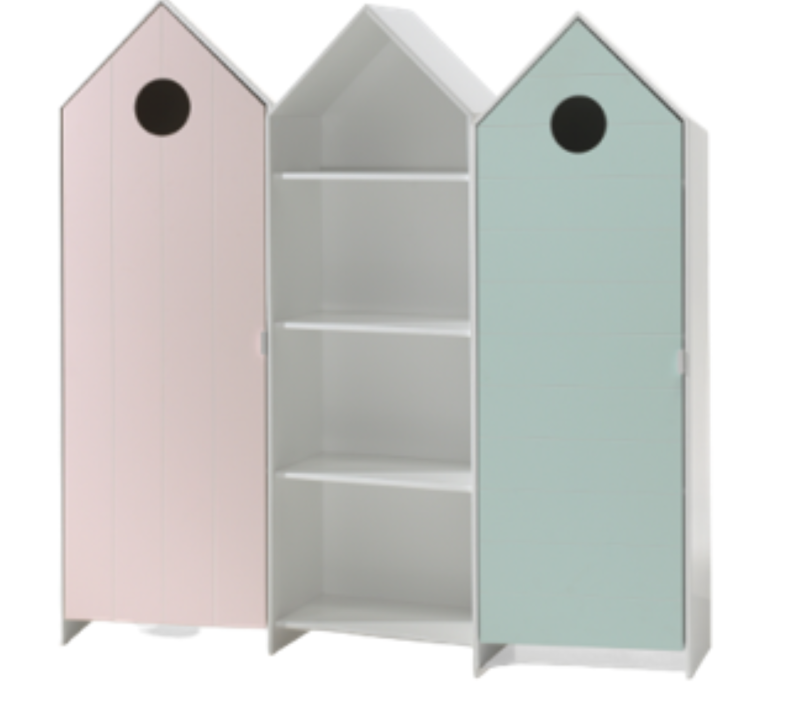 Casami lot avec 3 armoires: 2 armoires avec des portes en menthe et rose et 1 armoire sans porte