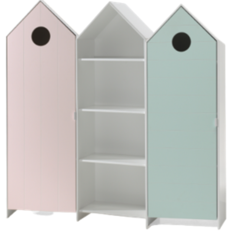 Casami lot avec 3 armoires: 2 armoires avec des portes en menthe et rose et 1 armoire sans porte