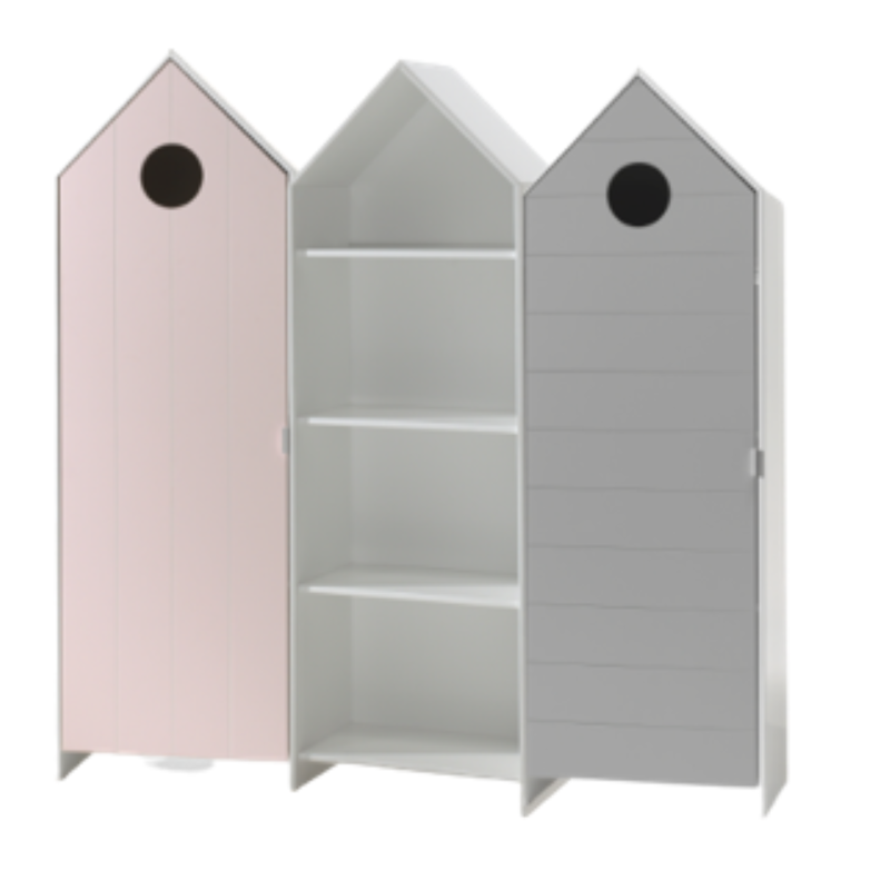 Casami lot avec 3 armoires: 2 armoires avec des portes en gris et rose et 1 armoire sans porte