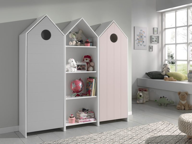 Casami lot avec 3 armoires: 2 armoires avec des portes en gris et rose et 1 armoire sans porte - Image 2