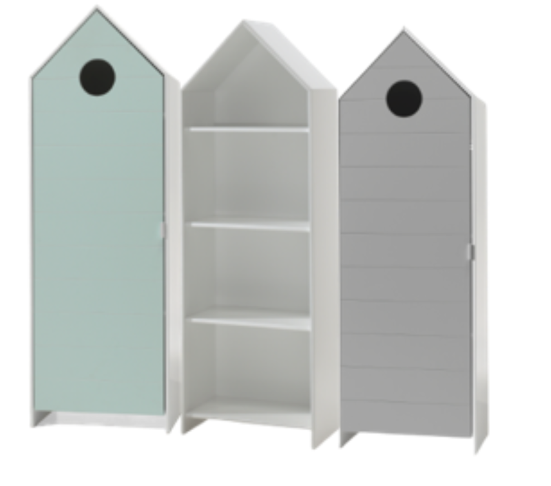 Casami lot avec 3 armoires: 2 armoires avec des portes en gris et menthe et 1 armoire sans porte