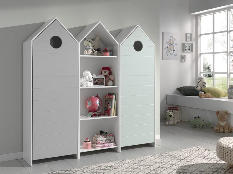 Casami lot avec 3 armoires: 2 armoires avec des portes en gris et menthe et 1 armoire sans porte - Image 2