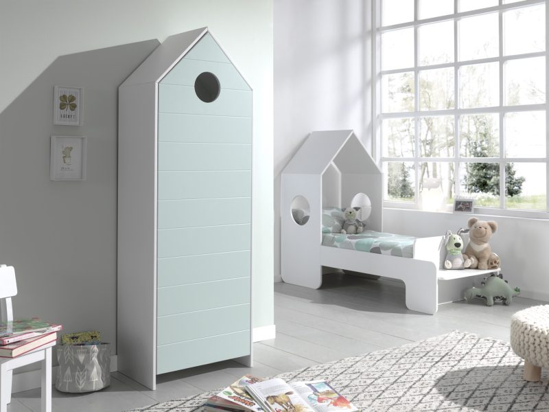 Casami lot avec lit junior (70x140cm) et armoire avec une porte en menthe - Image 2