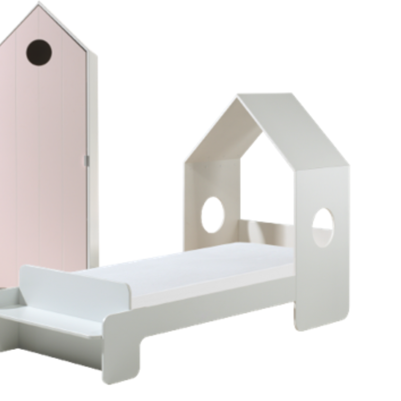 Casami lot avec lit (90x200cm) et armoire avec porte en rose