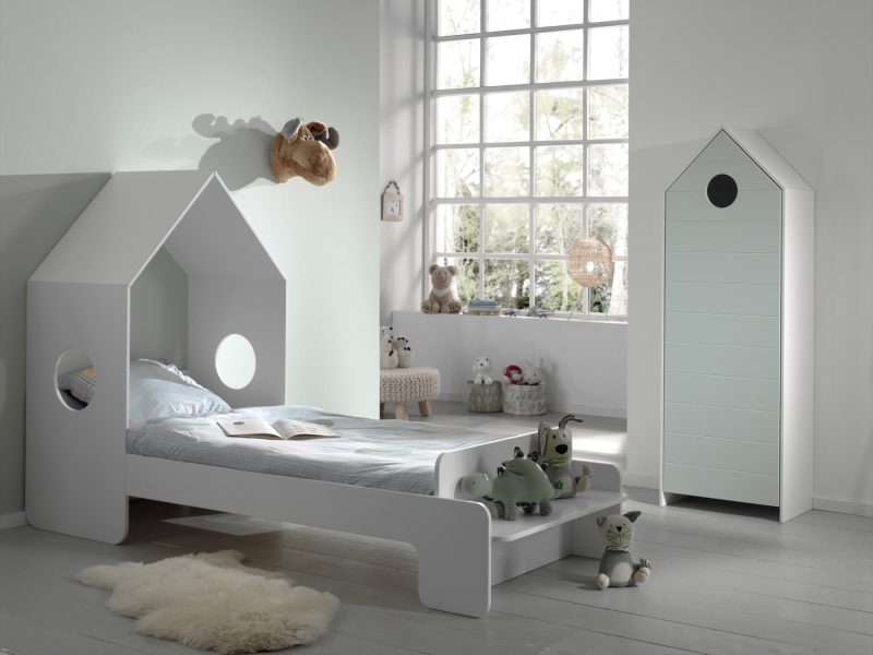 Casami lot avec lit (90x200cm) et armoire avec une porte en menthe - Image 2