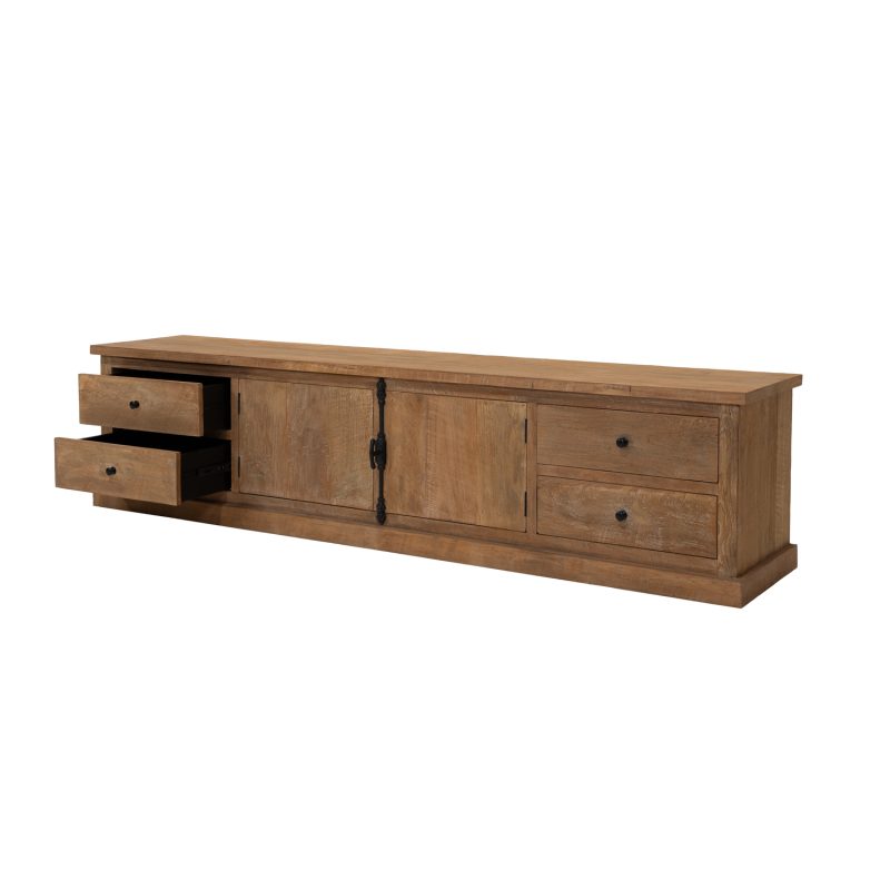 Buffet tv en teck avec 4 tiroirs et 2 portes - Image 2